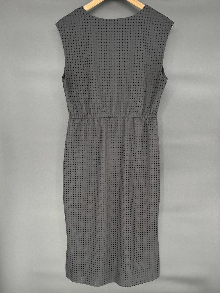 J.Crew Womens Perforated Drapey Side Slit Midi Dress Size 8 Black Preppy Coastal